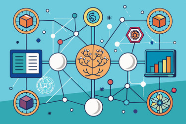 blockchain technology background with a network vector image