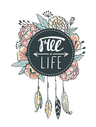 Bohemian Floral Background Vector Image