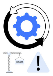 gear in continuous cycle with import crane vector image
