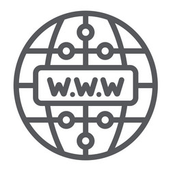 internet line icon website and globe network vector image