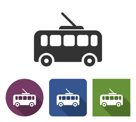 trolleybus icon in different variants with long vector image