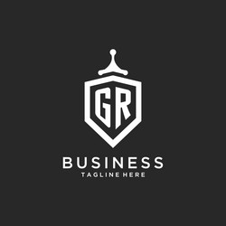 gr monogram logo initial with shield guard shape vector image