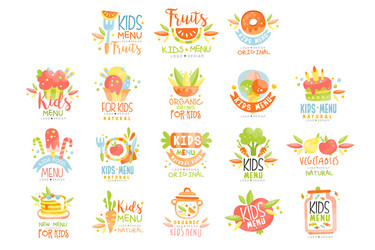 Kids Menu Logo Templates - Organic Food Vector Image