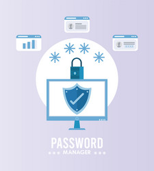 password manager theme with check symbol in shield vector image