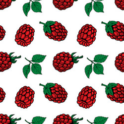 seamless pattern with raspberries design element vector