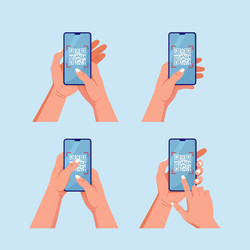 scan qr code to mobile phone set of telephone vector image