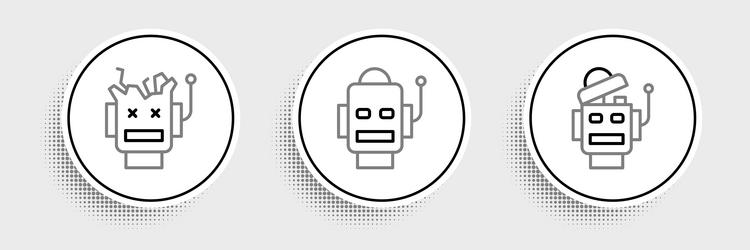 set line robot broken and icon vector image