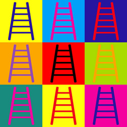 ladder sign pop-art style icons set vector