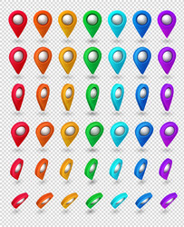 Map pointer 3d pin location symbols set isolated vector