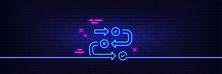 Survey progress line icon algorithm sign neon vector