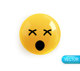 Emoji face screaming in fear emotion realistic 3d vector