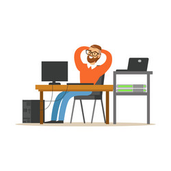 Man Working on Computer in Office vector image