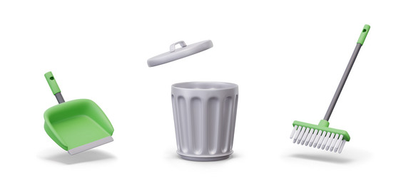 set of realistic objects for cleaning scoop vector image