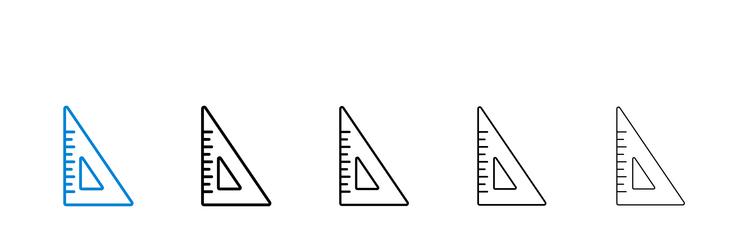 triangle ruler icons in five different stroke vector image