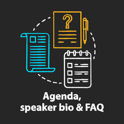 agenda speaker bio faq chalk concept icon vector