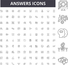 Answers line icons signs set outline vector