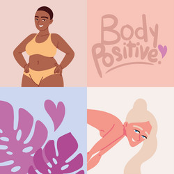 Happy woman body positive movement Royalty Free Vector Image
