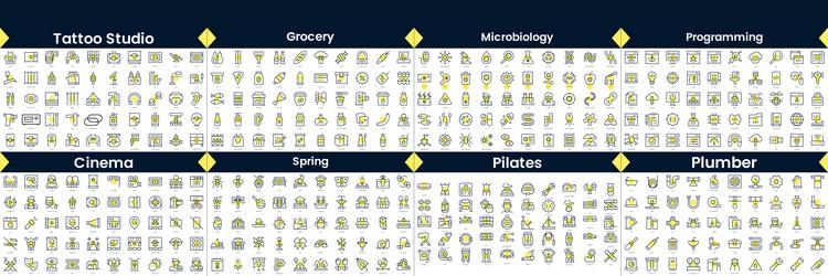 linear style icons pack in this bundle include vector image