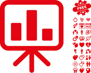 bar chart display icon with dating bonus vector image