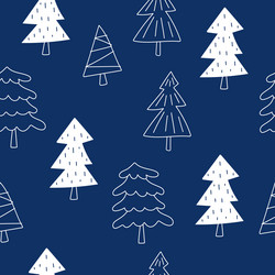 draw seamless patterns with christmas trees vector image