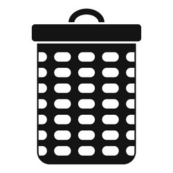 empty trash can with metal grid pattern and handle vector image