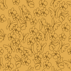seamless abstract pattern of linear flowers vector image