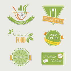 Set of badges for organic and natural products vector