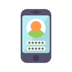 smartphone displaying user profile and password vector image