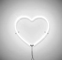 white neon light heart icon on grey background vector