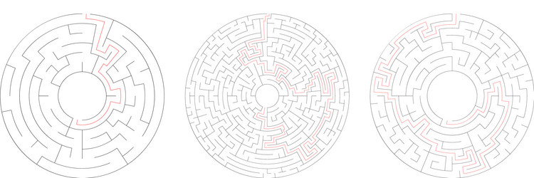 circle circular maze labyrinth riddle game set vector image