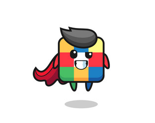 Cute rubik cube character as a flying superhero vector