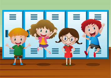 Kids standing in a row Royalty Free Vector Image