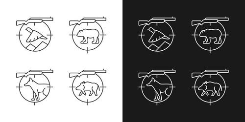 big and small game hunting linear icons set vector image