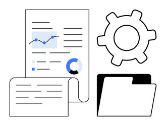 data analysis report with graph gear and folder vector image