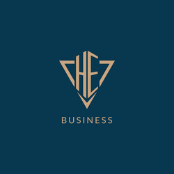 he logo initials triangle shape style creative vector image