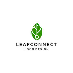 Tree technology line connect nature leaves logo Vector Image