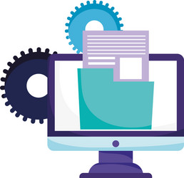 online education computer folder file data vector image