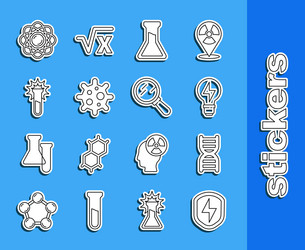 set line secure shield with lightning dna symbol vector image