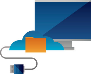computer monitor cloud computing folder cable vector image
