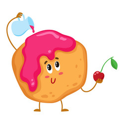 Cute and funny freshly baked donut bun scone vector