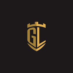 initials gl logo monogram with shield style design vector image