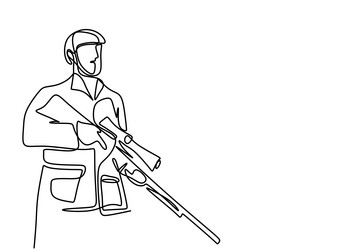 one continuous line drawing of army with uniform vector image