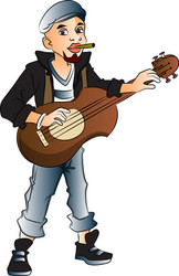 Rockstar playing guitar and smoking cigarette vector