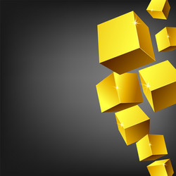 abstract 3d golden cube background realistic gold vector image