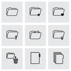 Folder icons set on a black background Royalty Free Vector