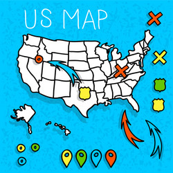 Hand drawn us map Royalty Free Vector Image - VectorStock