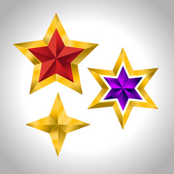 set different types and forms gold color stars vector