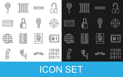 set line binary code safe target sport password vector image