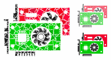 video graphic cards mosaic icon uneven items vector