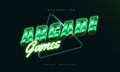 arcade game text in retro style with 3d and neon vector image